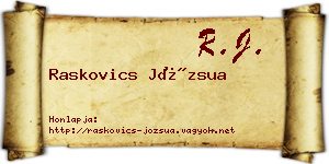 Raskovics Józsua névjegykártya
